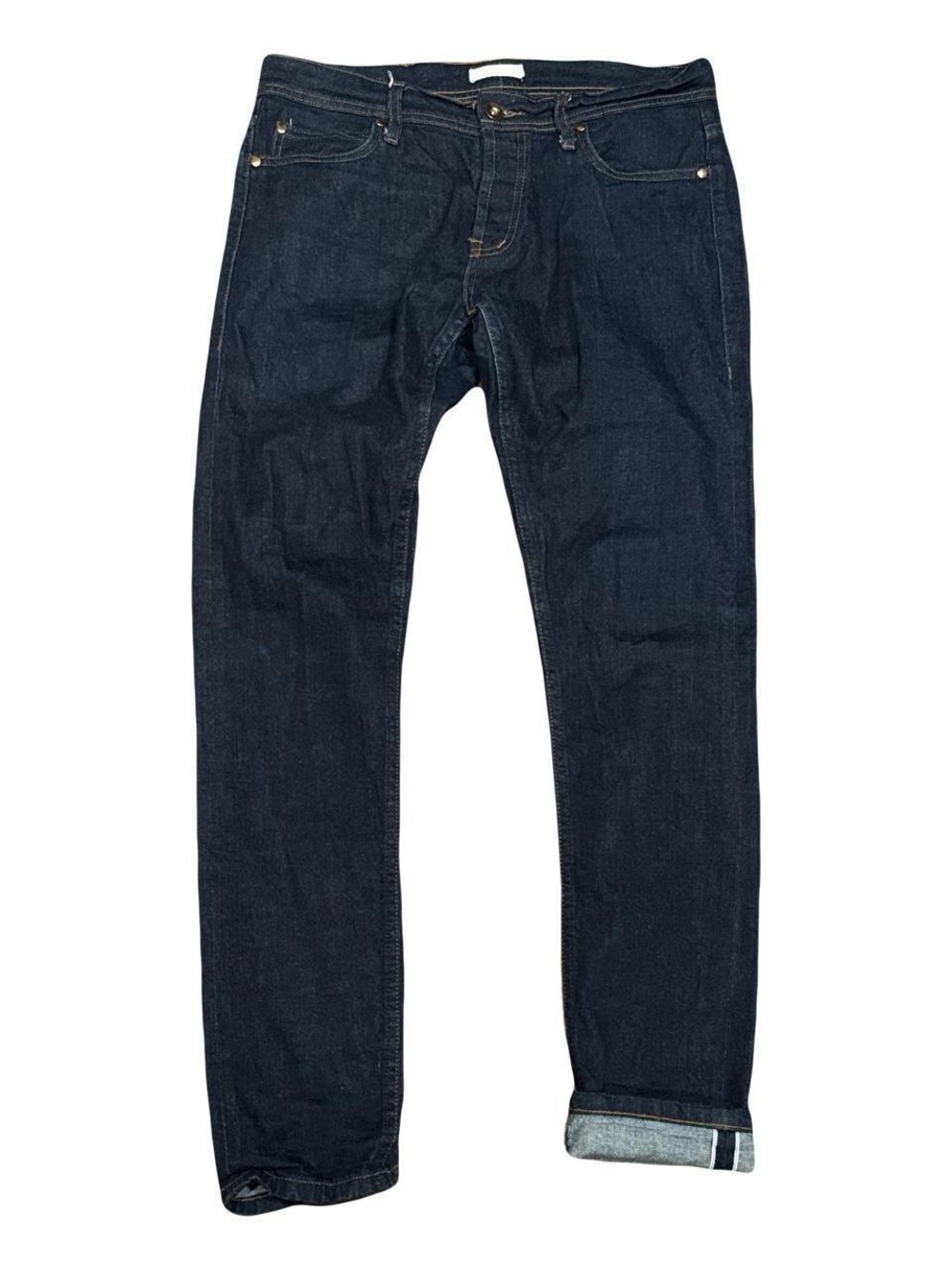 Unbranded Brand Skinny Navy Blue Raw Denim Selvedge Made in USA Jeans